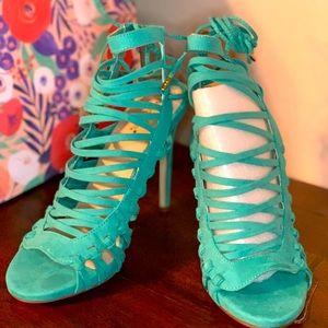 Shoe Dazzle Brand Teal Sandals Size 11